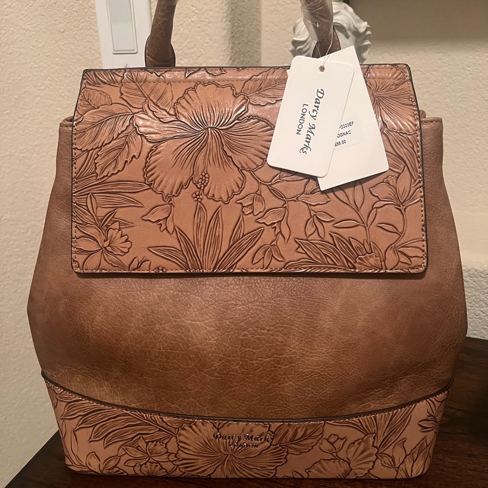 Tan Floral Embossed Women's Bag